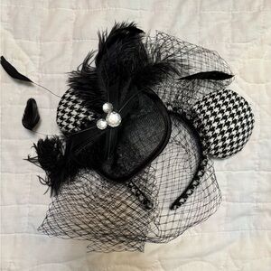 Disney Parks Houndstooth Birdcage Veil Ear Headband